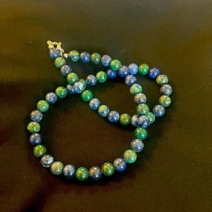 Azurite necklace 8mm beads, 18 inch long